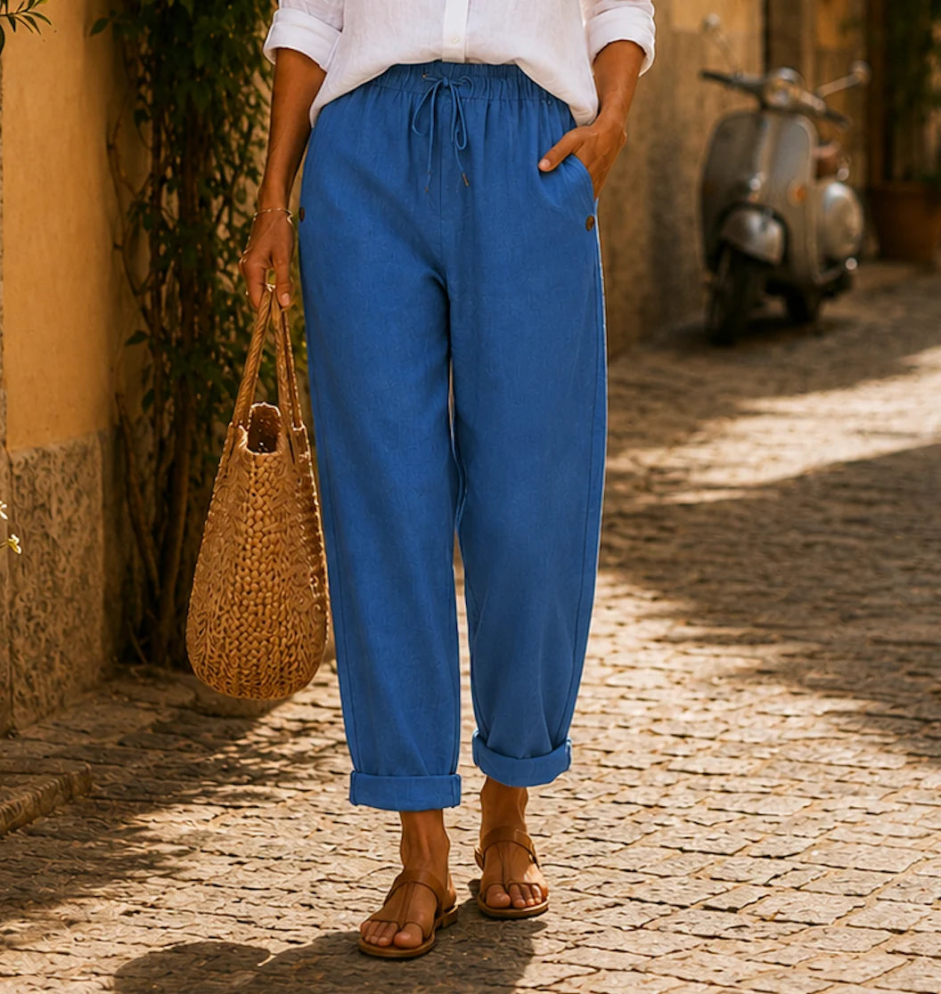 Keliana | Pantalones de Lino con Cintura Ajustable