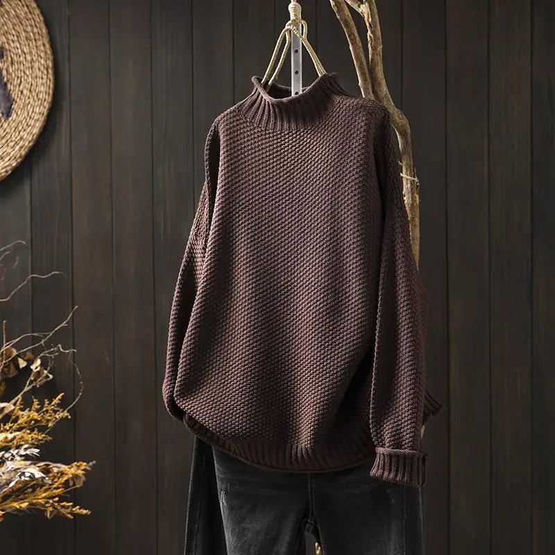 Helena™ Jersey de Cachemira con Cuello Alto y Patrón de Waffle