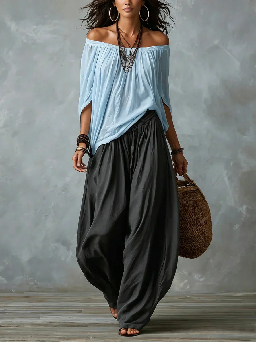 Aurara | Conjunto con Top Asimétrico y Pantalones Palazzo