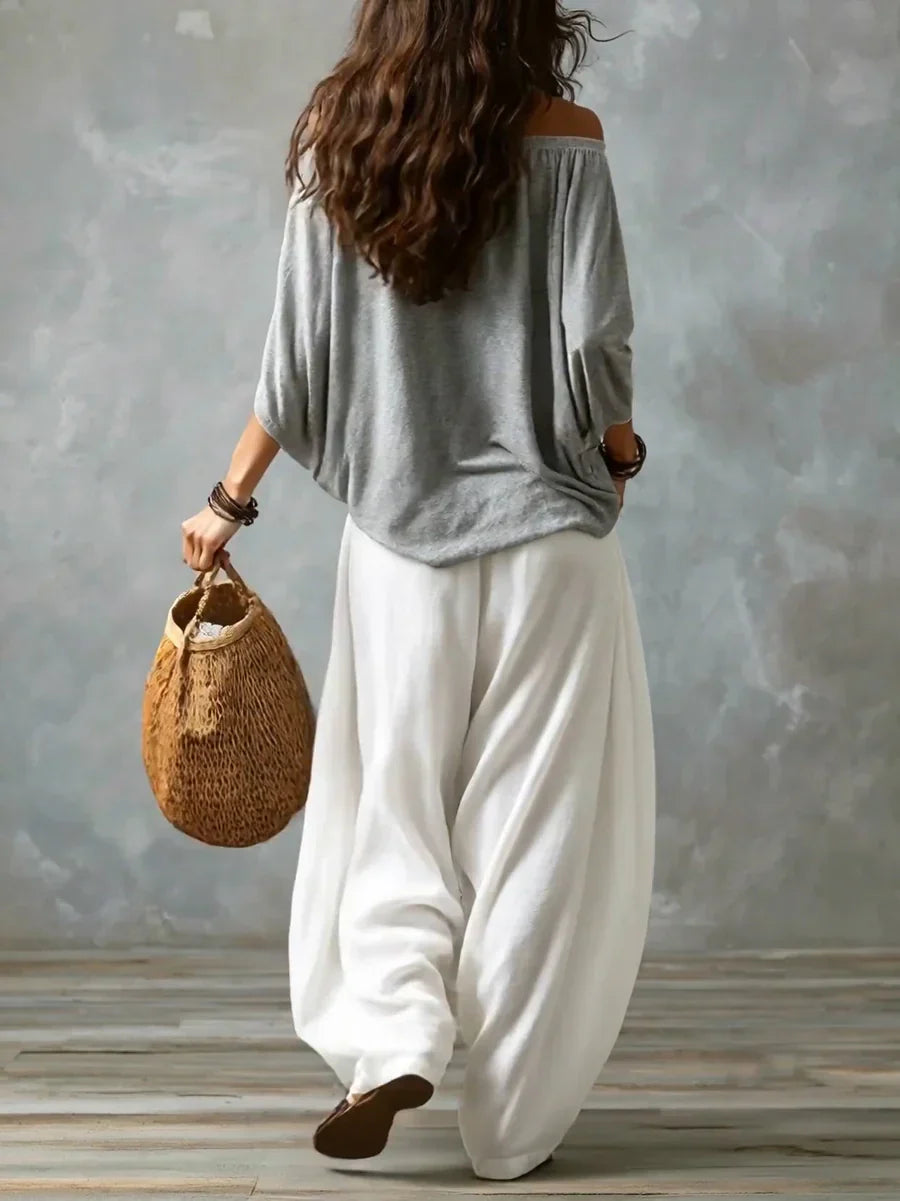 Aurara | Conjunto con Top Asimétrico y Pantalones Palazzo