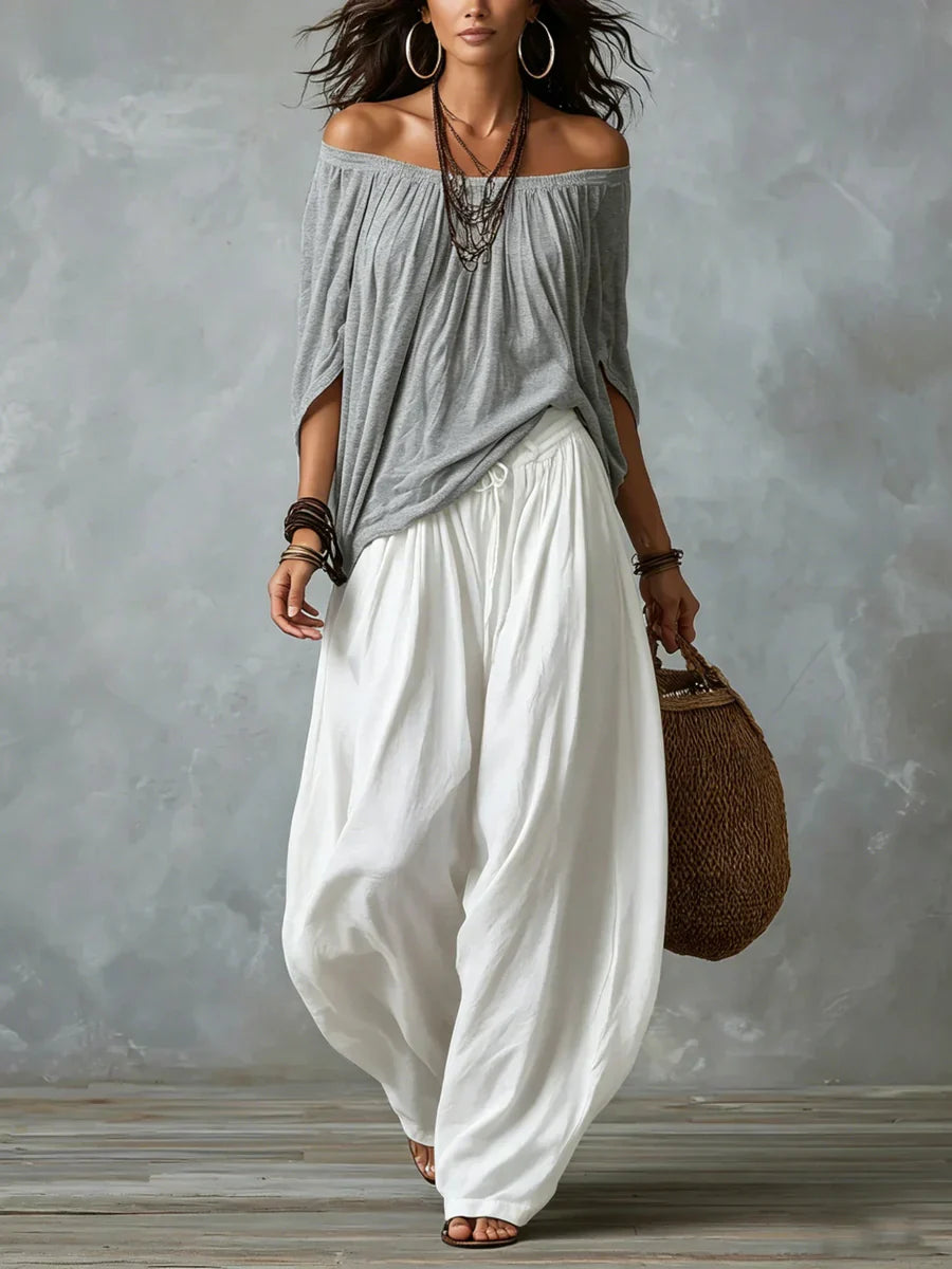 Aurara | Conjunto con Top Asimétrico y Pantalones Palazzo