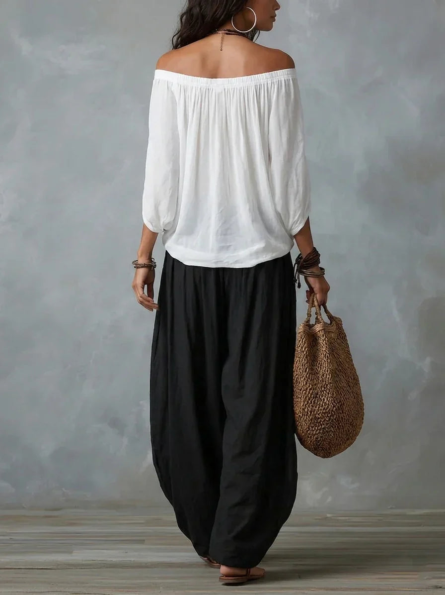 Aurara | Conjunto con Top Asimétrico y Pantalones Palazzo