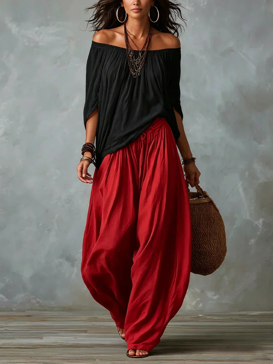 Aurara | Conjunto con Top Asimétrico y Pantalones Palazzo