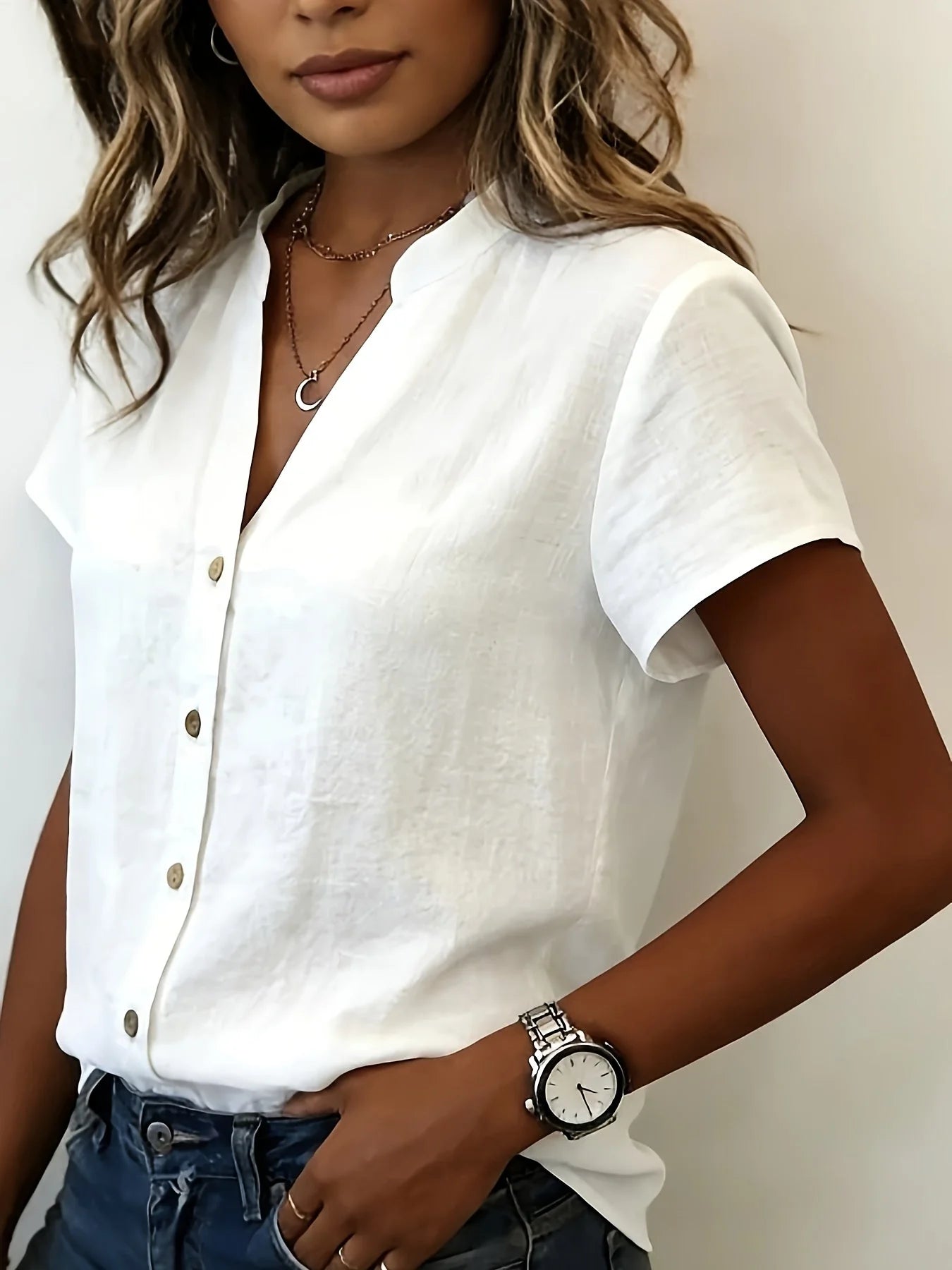 Sarika | Blusa de Manga Corta con Botones