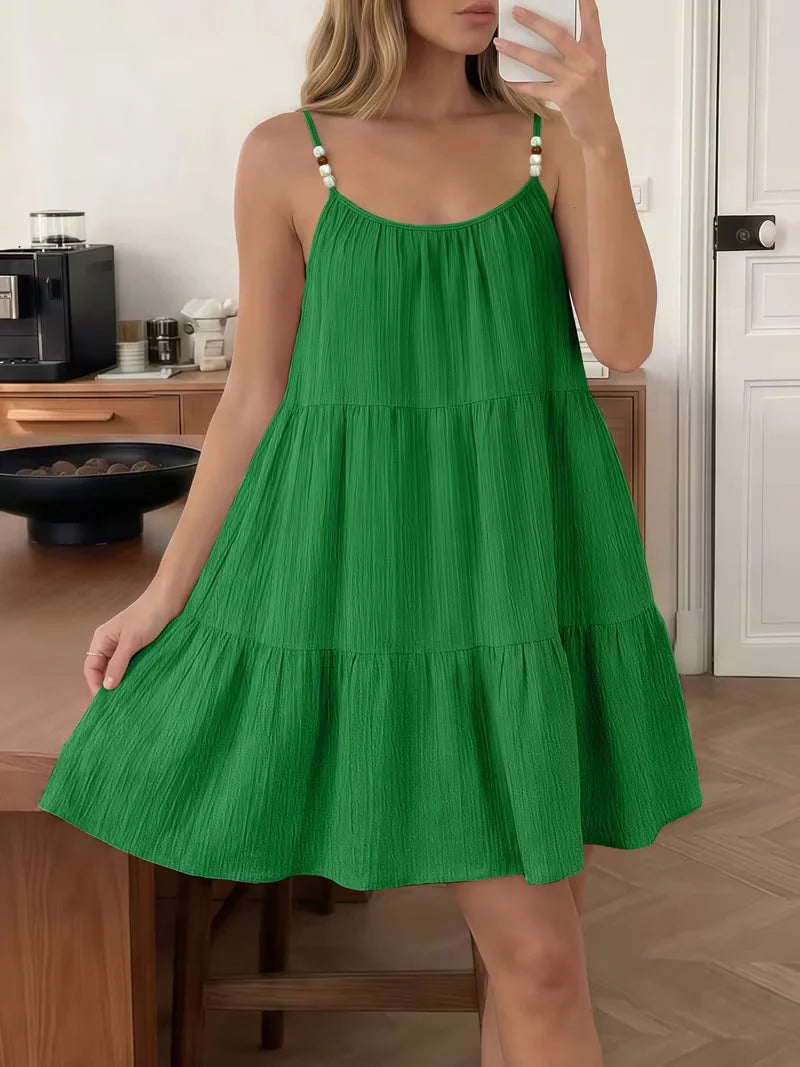 Masley | Vestido Corto Holgado con Tirantes Finos