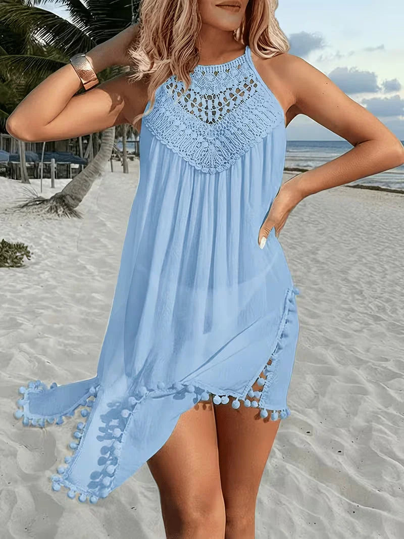 Shiena | Vestido Elegante de Crochet con Escote Halter