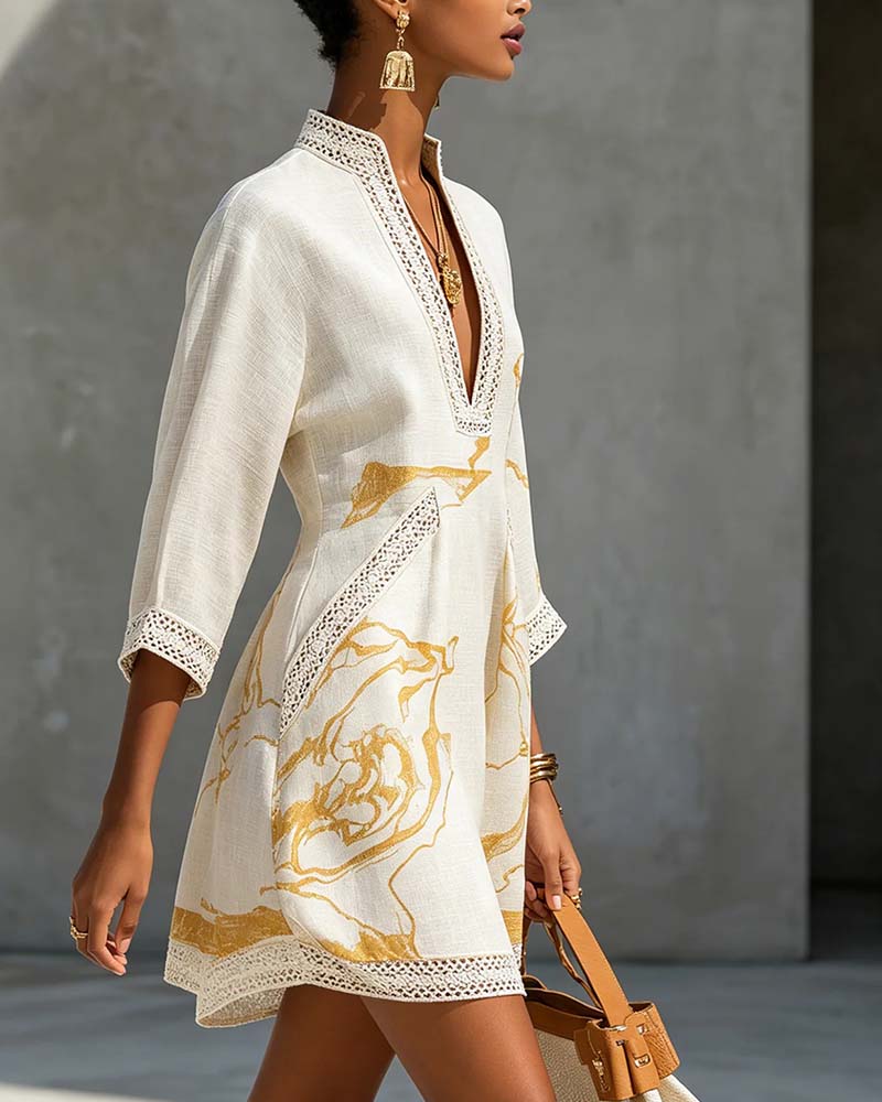 Sacce | Vestido Elegante de Cuello Alto con Mangas Semitransparentes