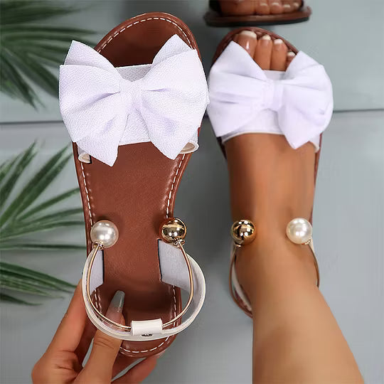 Paulina | Sandalias Elegantes con Tira de Perlas al Tobillo