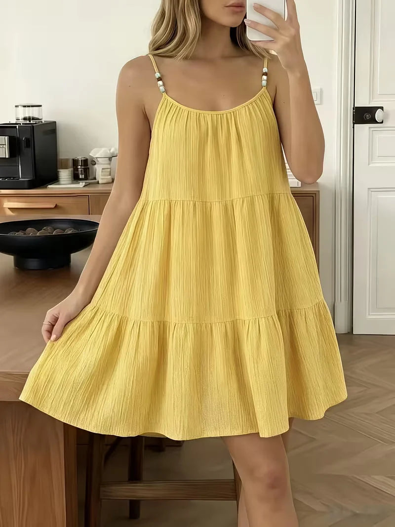 Masley | Vestido Corto Holgado con Tirantes Finos