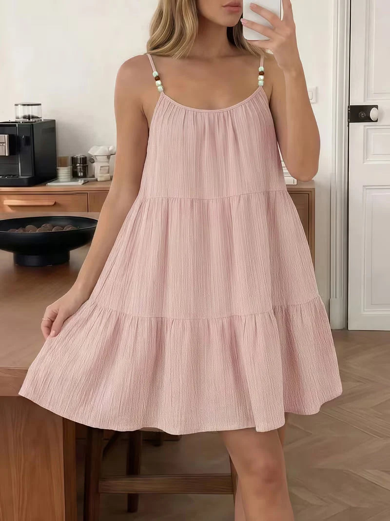 Masley | Vestido Corto Holgado con Tirantes Finos