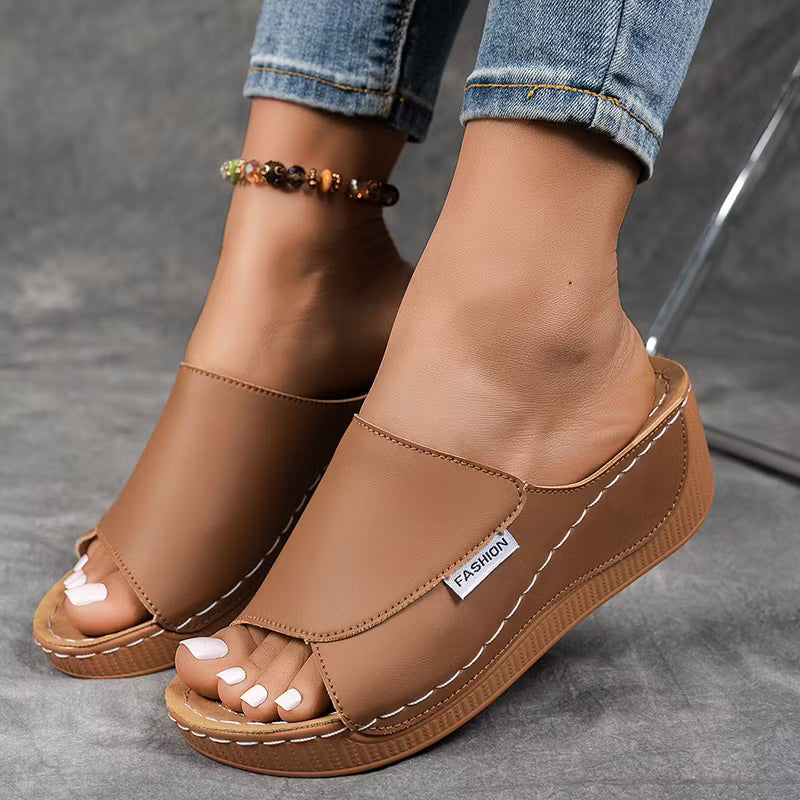 Merilyn | Sandalias Cómodas de Piel con Suela Gruesa y Apoyo del Arco Plantar