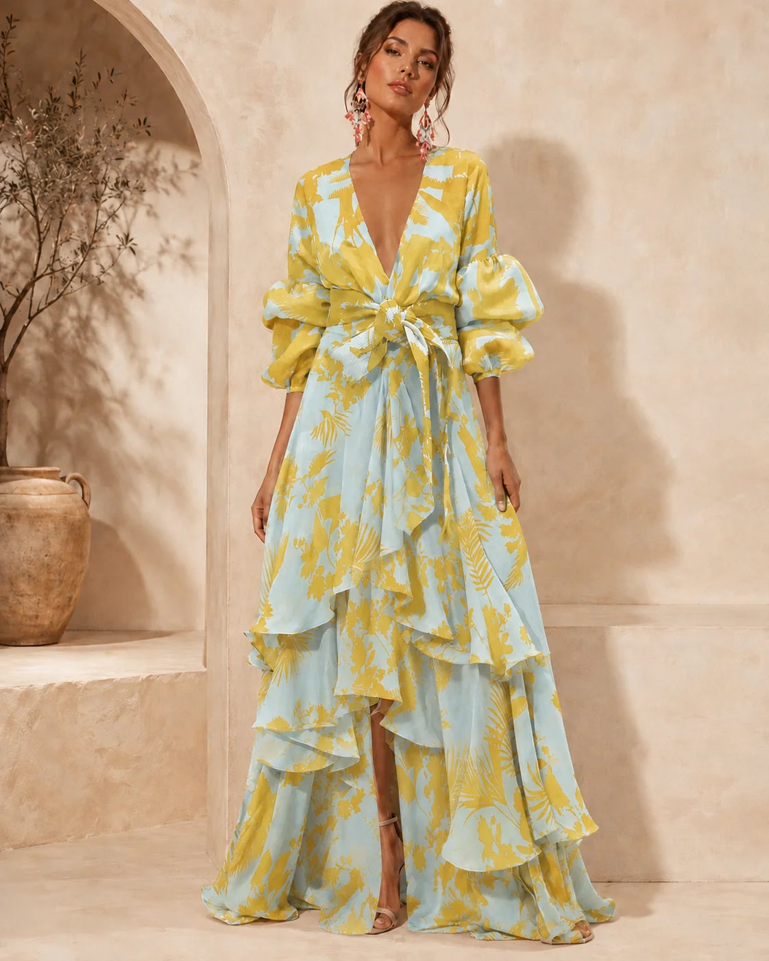 Liaya | Vestido Elegante con Estampado Coral