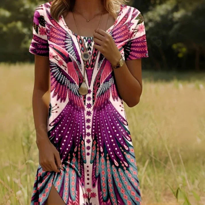 Arlette | Vestido Floral de Manga Corta para Mujer
