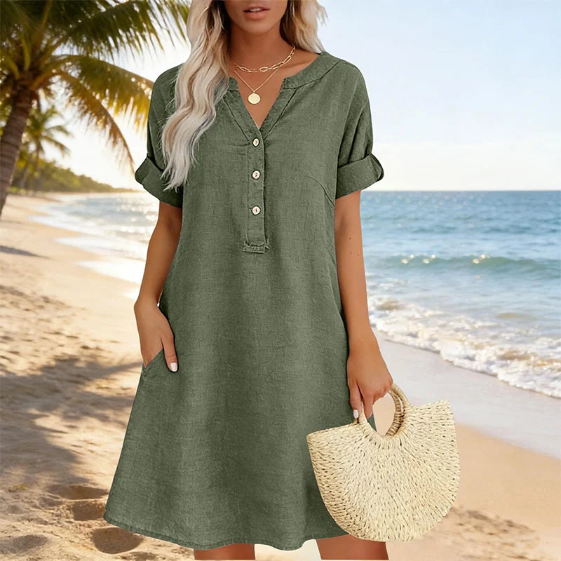 Jolande | Vestido Túnica con Escote en V y Bolsillos