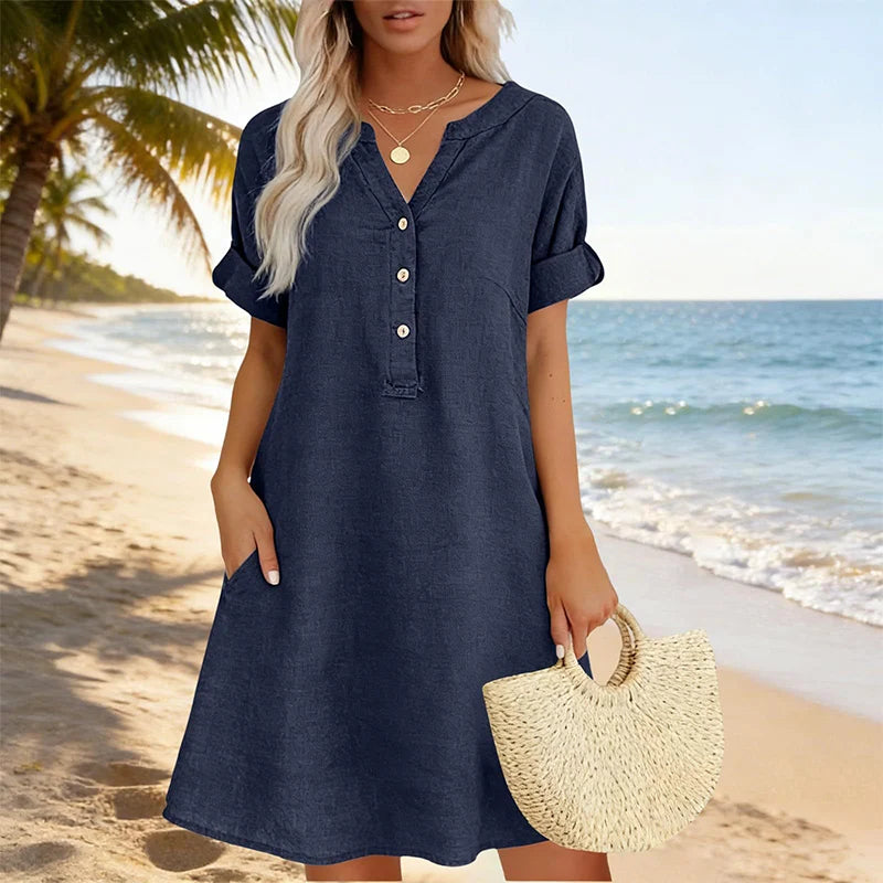 Jolande | Vestido Túnica con Escote en V y Bolsillos
