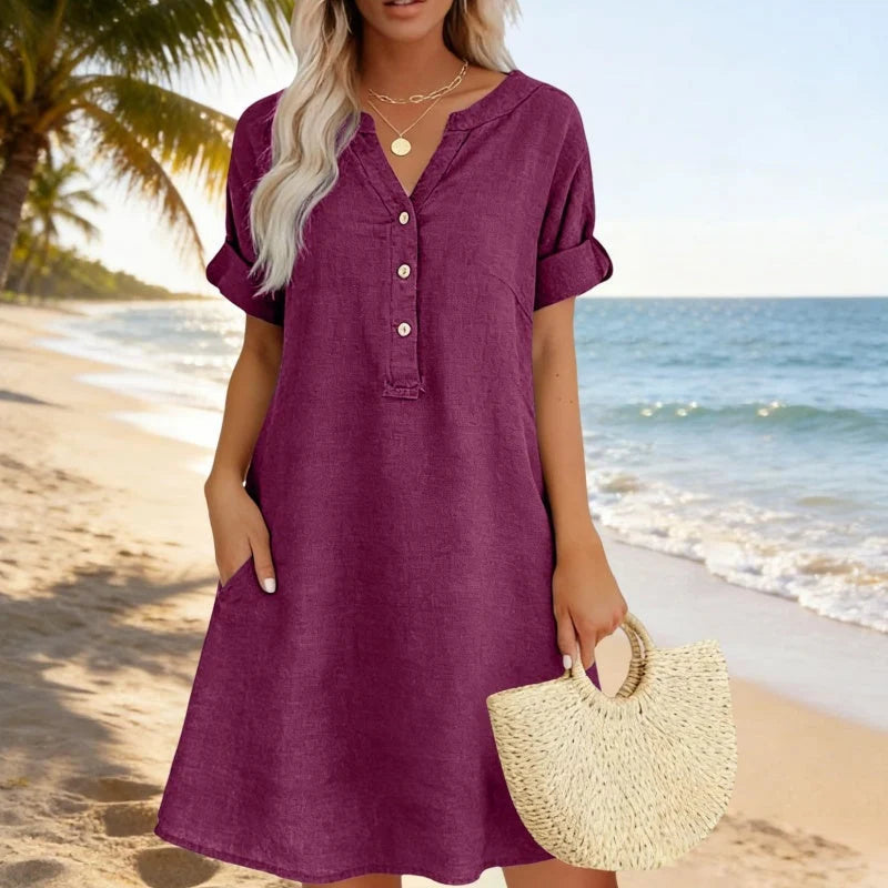 Jolande | Vestido Túnica con Escote en V y Bolsillos