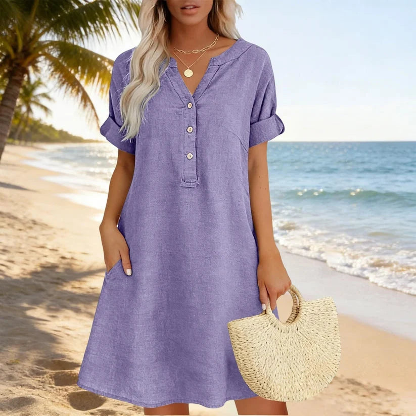 Jolande | Vestido Túnica con Escote en V y Bolsillos
