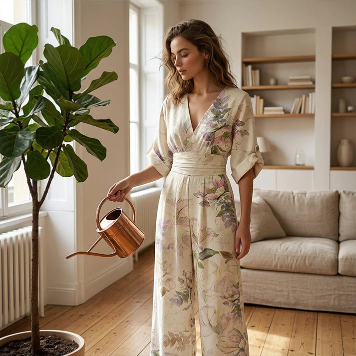 Sira | Mono Estampado Elegante con Escote en V