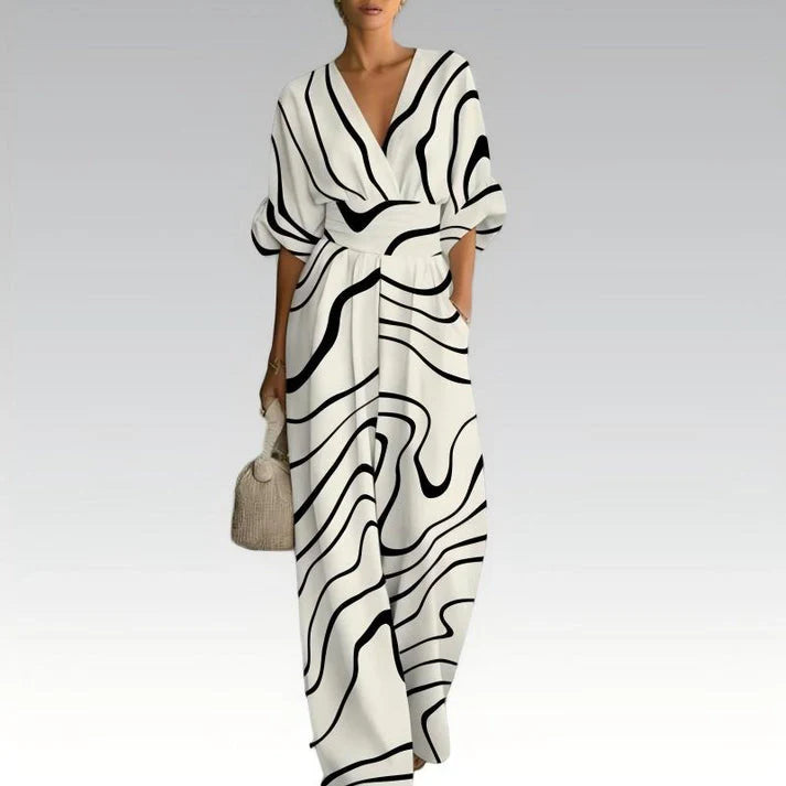 Sira | Mono Estampado Elegante con Escote en V